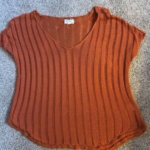 BiBi Rust Sheer Striped Top Medium